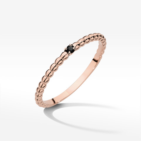 Pierścionek PV-256 Czarny Diament 0,02ct różowe złoto