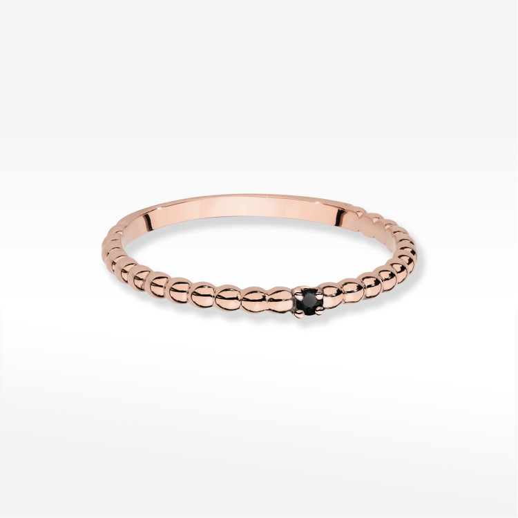 Pierścionek PV-256 Czarny Diament 0,02ct różowe złoto