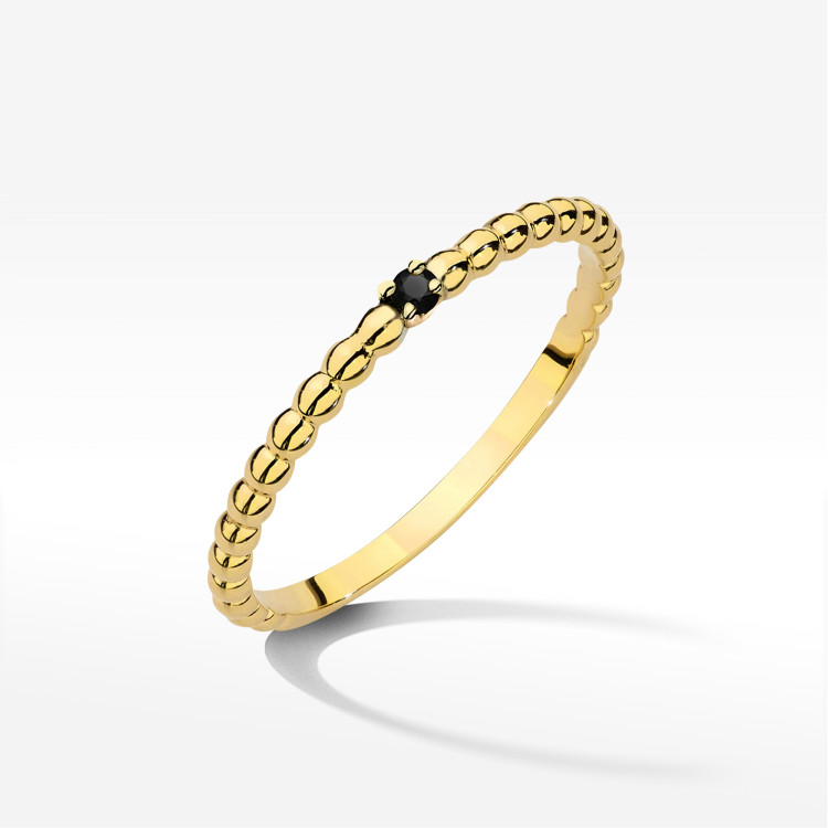 Pierścionek PV-256 Czarny Diament 0,02ct żółte złoto