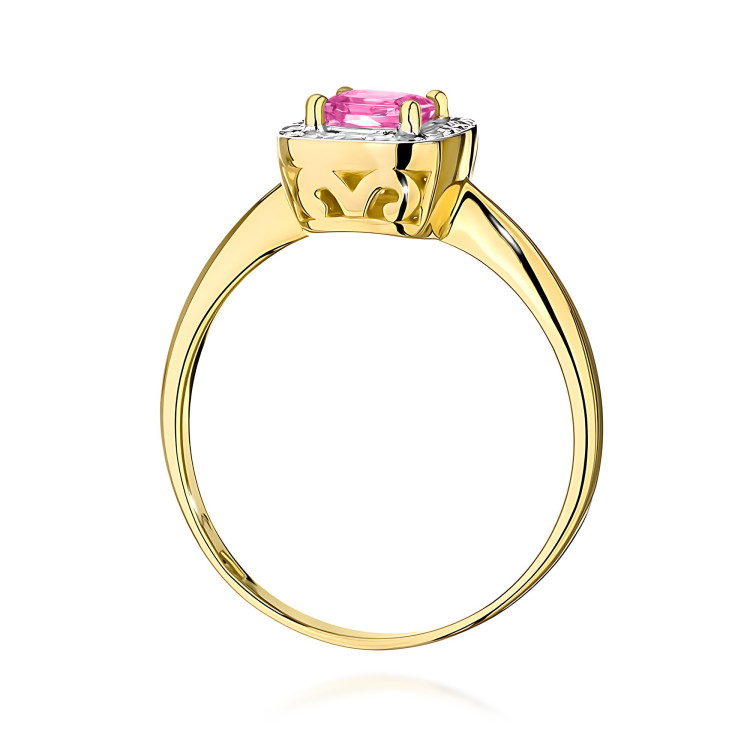 Pierścionek PV-258 Różowy Topaz 0,65ct żółte złoto