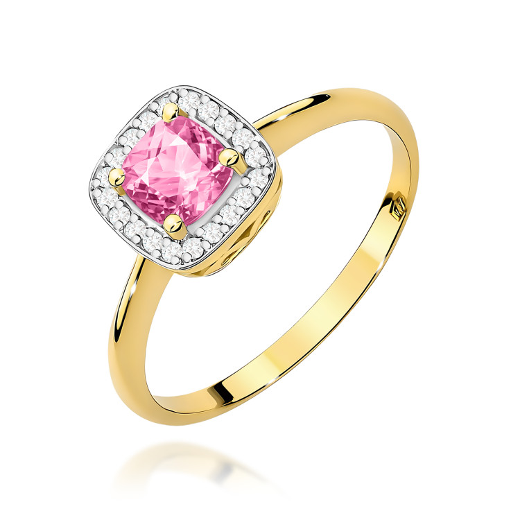 Pierścionek PV-258 Różowy Topaz 0,65ct żółte złoto