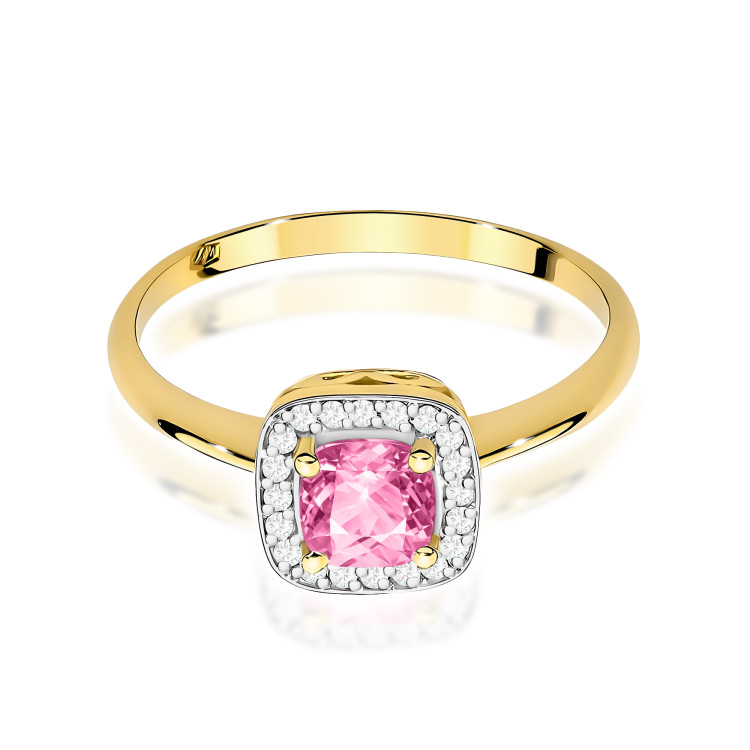 Pierścionek PV-258 Różowy Topaz 0,65ct żółte złoto