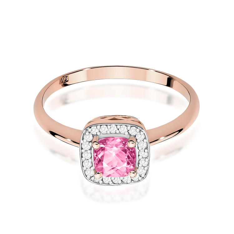 Pierścionek PV-258 Różowy Topaz 0,65ct różowe złoto