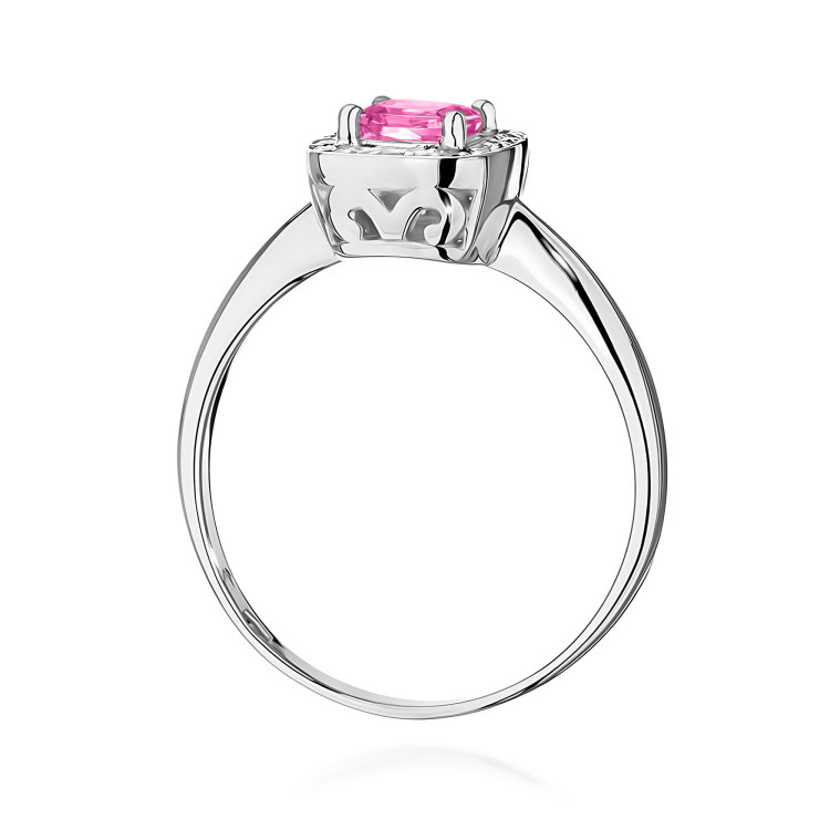 Pierścionek PV-258 Różowy Topaz 0,65ct białe złoto