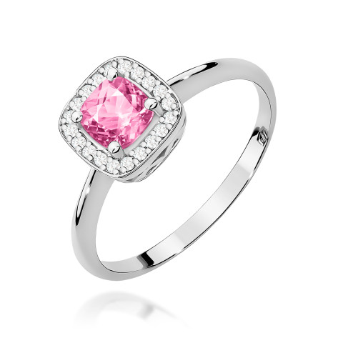 Pierścionek PV-258 Różowy Topaz 0,65ct białe złoto