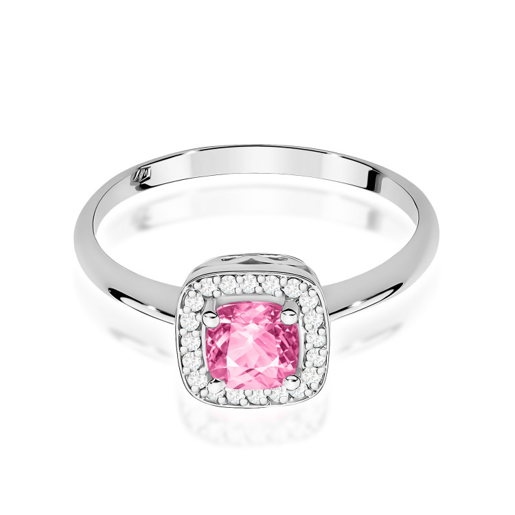 Pierścionek PV-258 Różowy Topaz 0,65ct białe złoto
