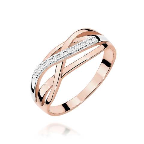 Pierścionek z różowego złota z diamentami  - próba 585 0,10CT PV-259C