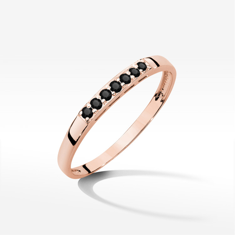 Pierścionek PV-270 Czarny Diament 0,12ct różowe złoto