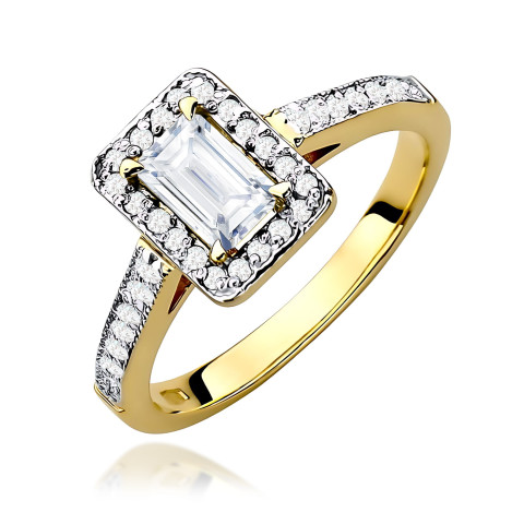 Pierścionek z żółtego złota z diamentami laboratoryjnymi - próba 585 0,88CT PV-293.Z3.LDW.01