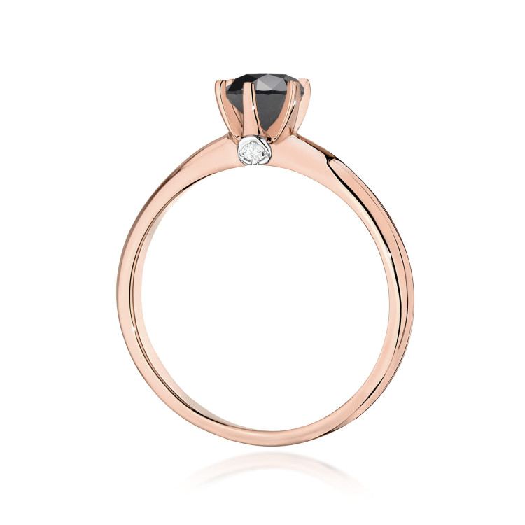 Pierścionek z różowego złota z czarnym diamentem - próba 585 0,54CT PV-301CCZ