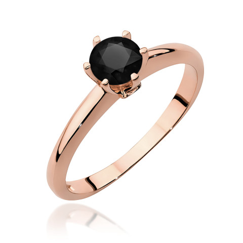 Pierścionek z różowego złota z czarnym diamentem - próba 585 0,54CT PV-301CCZ