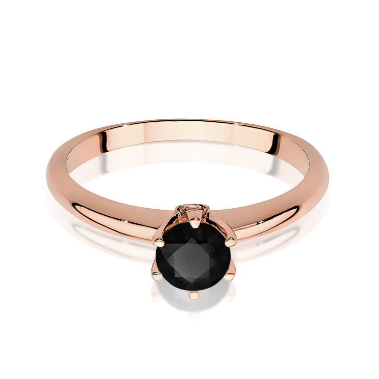 Pierścionek z różowego złota z czarnym diamentem - próba 585 0,54CT PV-301CCZ