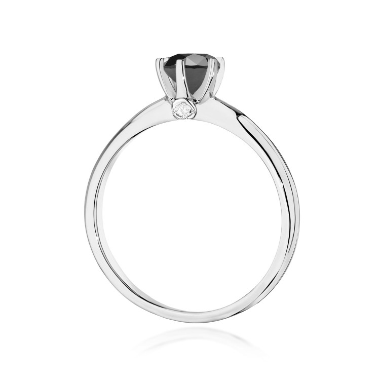 Pierścionek z białego złota z czarnym diamentem - próba 585 0,54CT PV-301BCZ