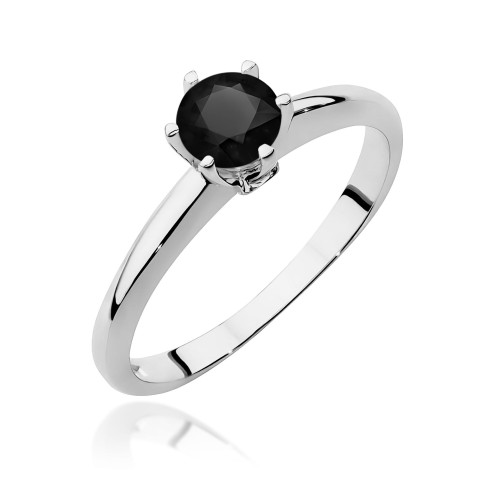 Pierścionek z białego złota z czarnym diamentem - próba 585 0,54CT PV-301BCZ