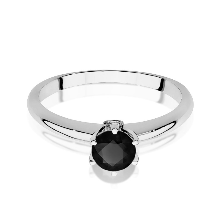 Pierścionek z białego złota z czarnym diamentem - próba 585 0,54CT PV-301BCZ