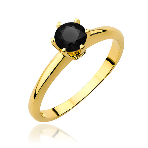 Pierścionek z żółtego złota z czarnym diamentem - próba 585 0,54CT PV-301ACZ
