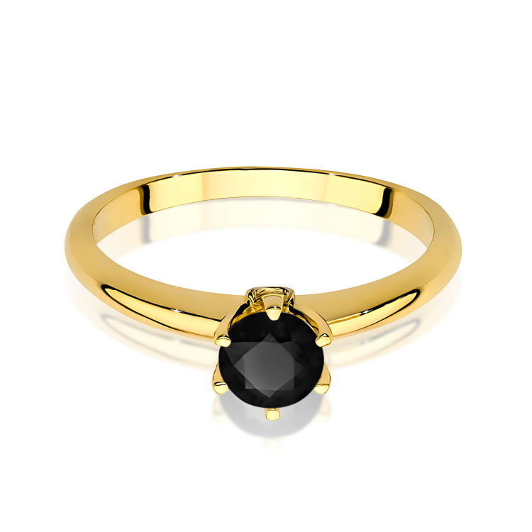 Pierścionek z żółtego złota z czarnym diamentem - próba 585 0,54CT PV-301ACZ