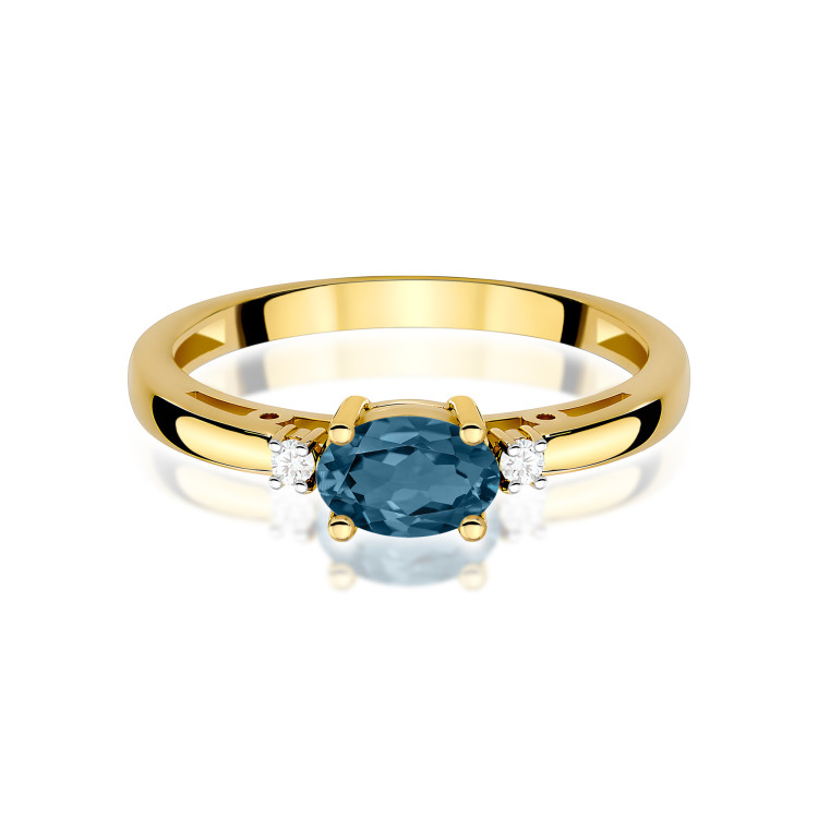 Pierścionek W0006 Topaz London Blue 0,50ct żółte złoto