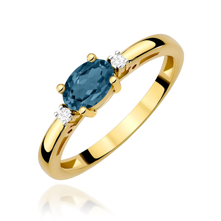 Pierścionek W0006 Topaz London Blue 0,50ct żółte złoto