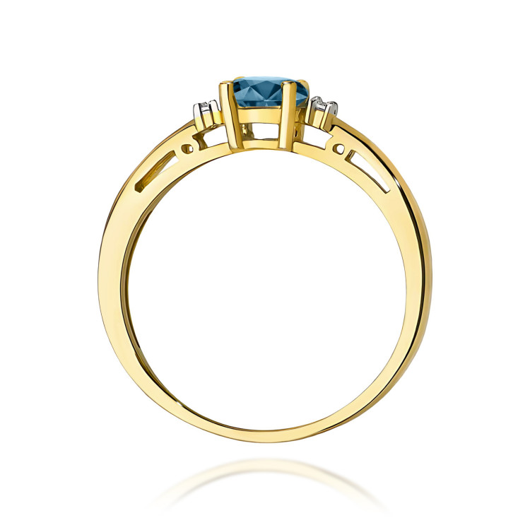Pierścionek W0006 Topaz London Blue 0,50ct żółte złoto