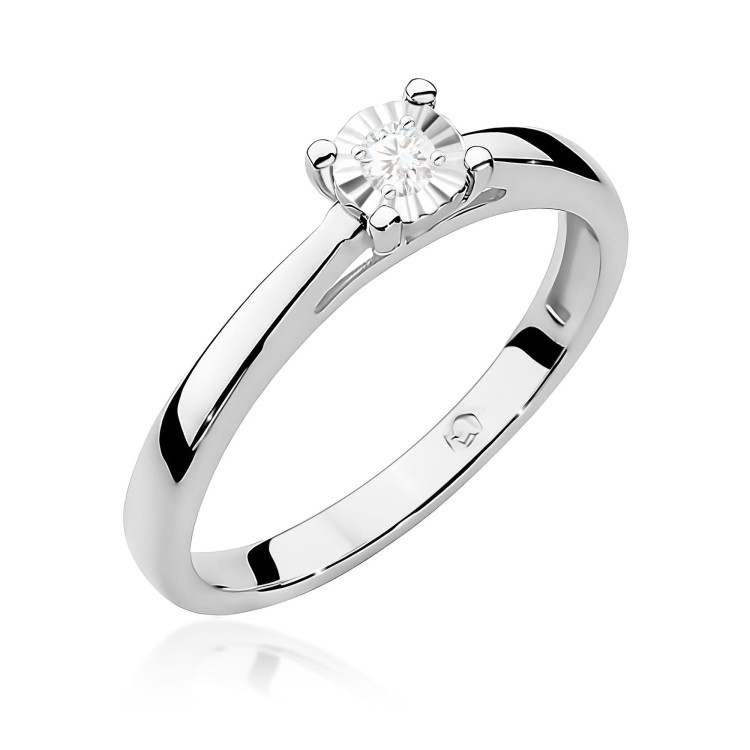 Pierścionek W0007 Diament Laboratoryjny 0,08ct białe złoto