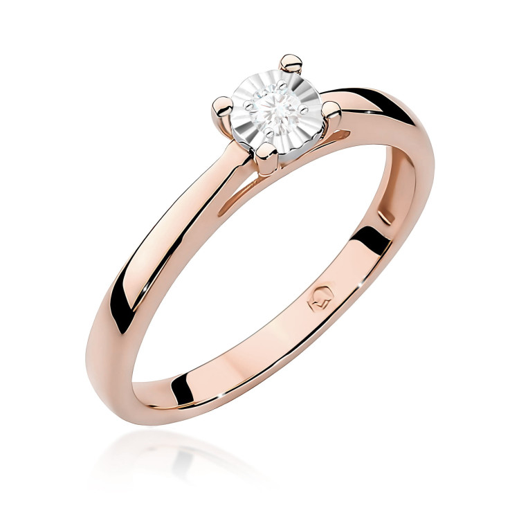 Pierścionek W0007 Diament Laboratoryjny 0,08ct różowe złoto