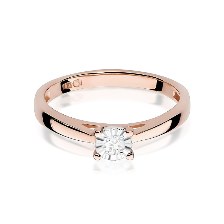 Pierścionek W0007 Diament Laboratoryjny 0,08ct różowe złoto