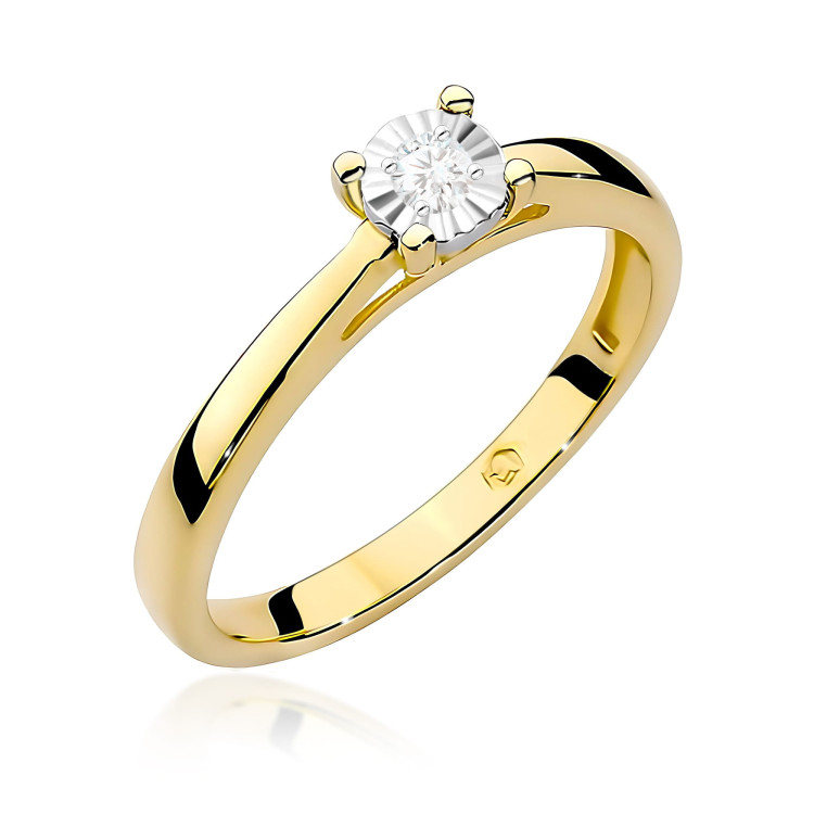 Pierścionek W0007 Diament Laboratoryjny 0,08ct żółte złoto