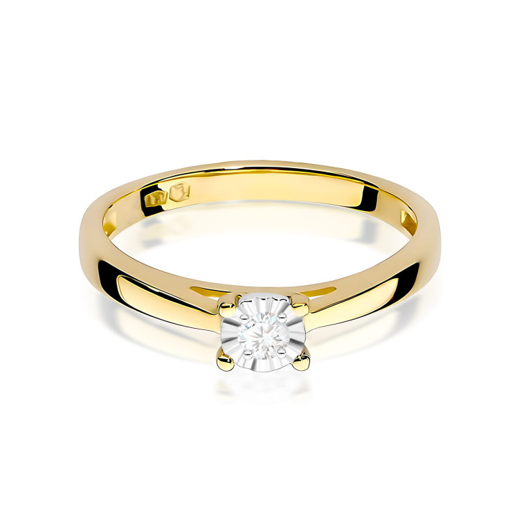 Pierścionek W0007 Diament Laboratoryjny 0,08ct żółte złoto