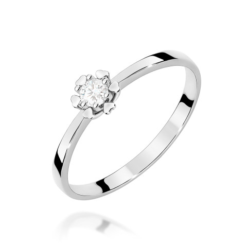 Pierścionek z białego złota z diamentem laboratoryjnym - próba 585 0,10CT w0053.B3.LDW.01