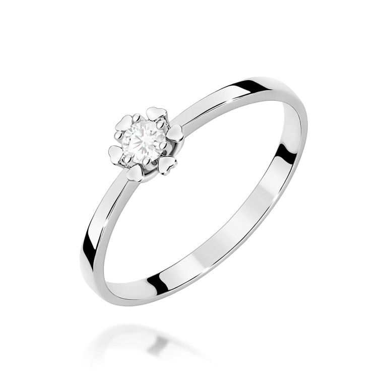 Pierścionek z białego złota z diamentem laboratoryjnym - próba 585 0,10CT w0053.B3.LDW.01