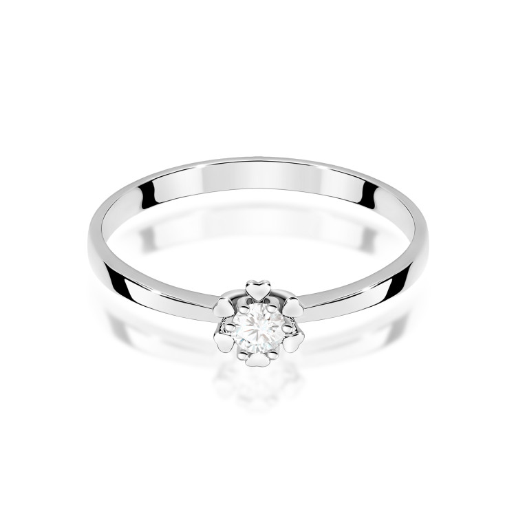 Pierścionek z białego złota z diamentem laboratoryjnym - próba 585 0,10CT w0053.B3.LDW.01