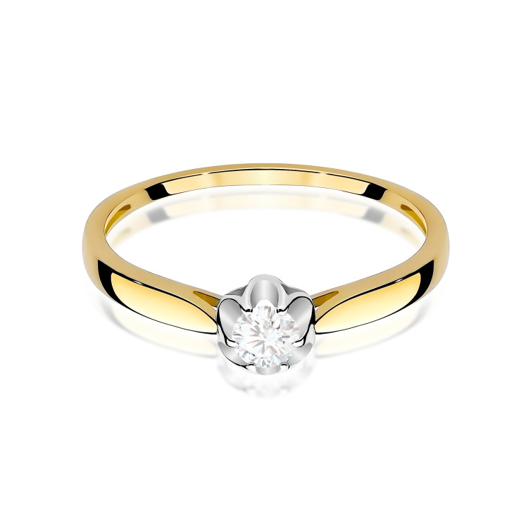 Pierścionek W0062 Diament Laboratoryjny 0,15ct żółte złoto