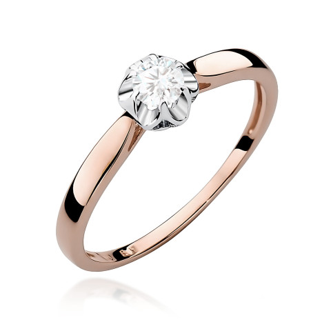 Pierścionek W0062 Diament Laboratoryjny 0,15ct różowe złoto