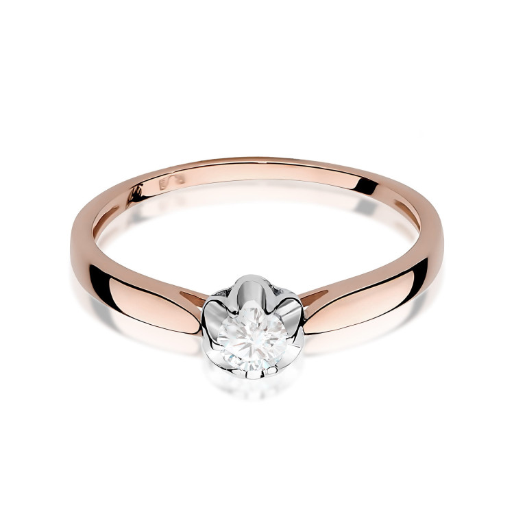 Pierścionek W0062 Diament Laboratoryjny 0,15ct różowe złoto