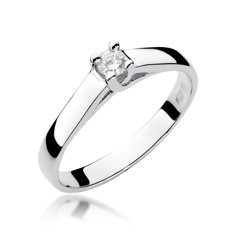Pierścionek z białego złota z diamentem laboratoryjnym - próba 585 0,10CT w0070.B3.LDW.01
