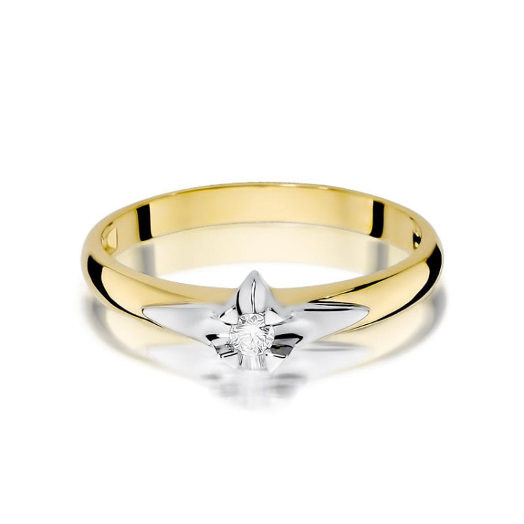 Pierścionek W0088 Diament 0,05ct żółte złoto