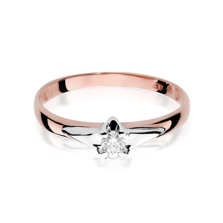 Pierścionek W0088 Diament 0,10ct różowe złoto