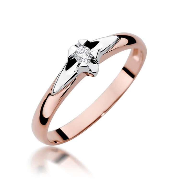 Pierścionek W0088 Diament 0,05ct różowe złoto