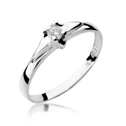 Pierścionek z białego złota z diamentem laboratoryjnym - próba 585 0,10CT w0088.B3.LDW.01