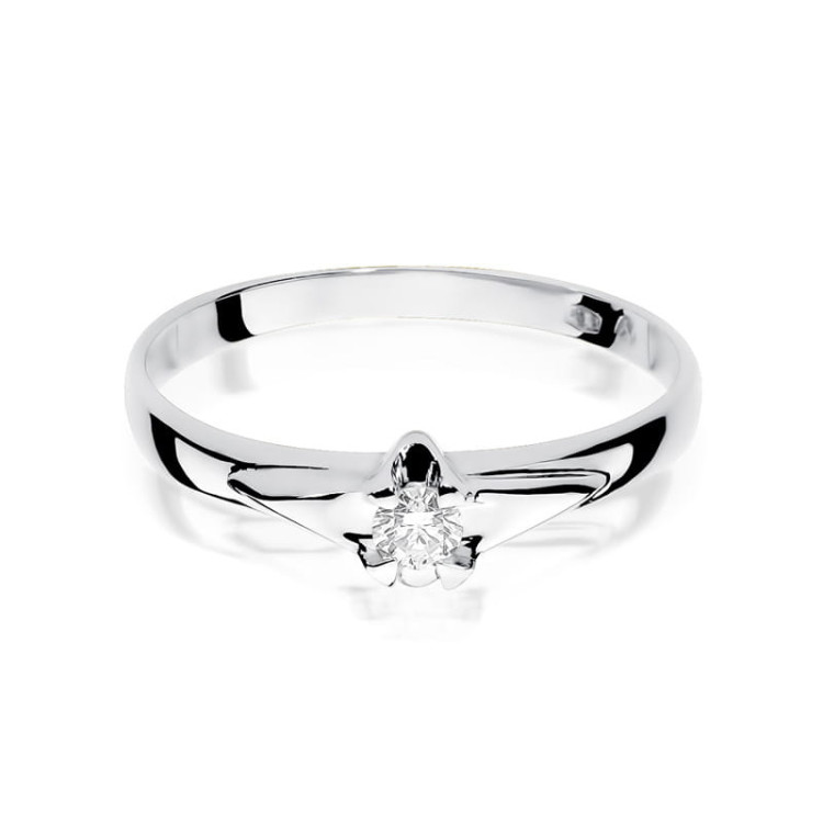 Pierścionek z białego złota z diamentem laboratoryjnym - próba 585 0,10CT w0088.B3.LDW.01