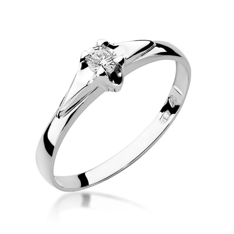 Pierścionek W0088 Diament 0,15ct białe złoto