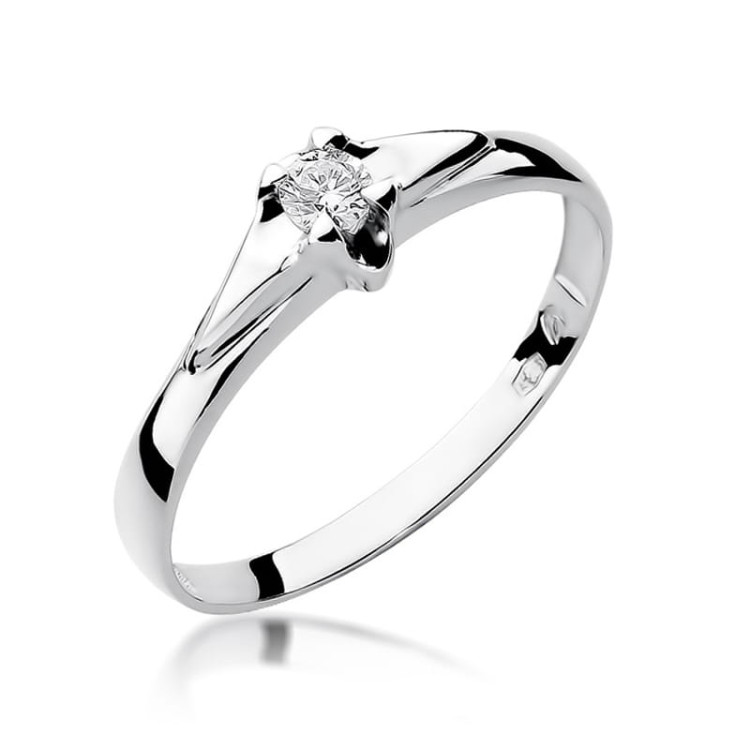 Pierścionek W0088 Diament 0,10ct białe złoto