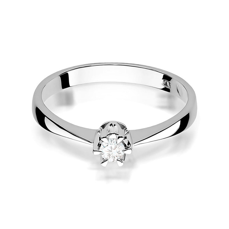 Pierścionek z białego złota z diamentem laboratoryjnym - próba 585 0,10CT w0111.B3.LDW.01