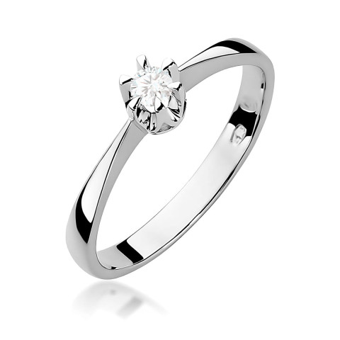 Pierścionek z białego złota z diamentem laboratoryjnym - próba 585 0,10CT w0111.B3.LDW.01
