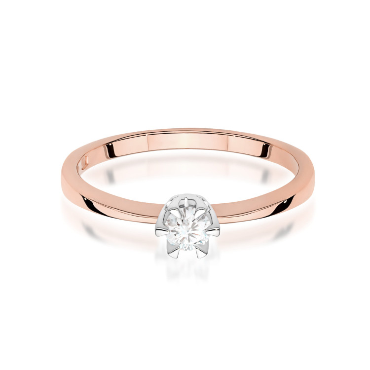 Pierścionek W0111 Diament 0,15ct różowe złoto