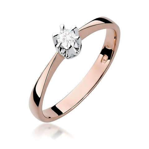 Pierścionek z różowego złota z diamentem laboratoryjnym - próba 585 0,10CT w0111.R3.LDW.01