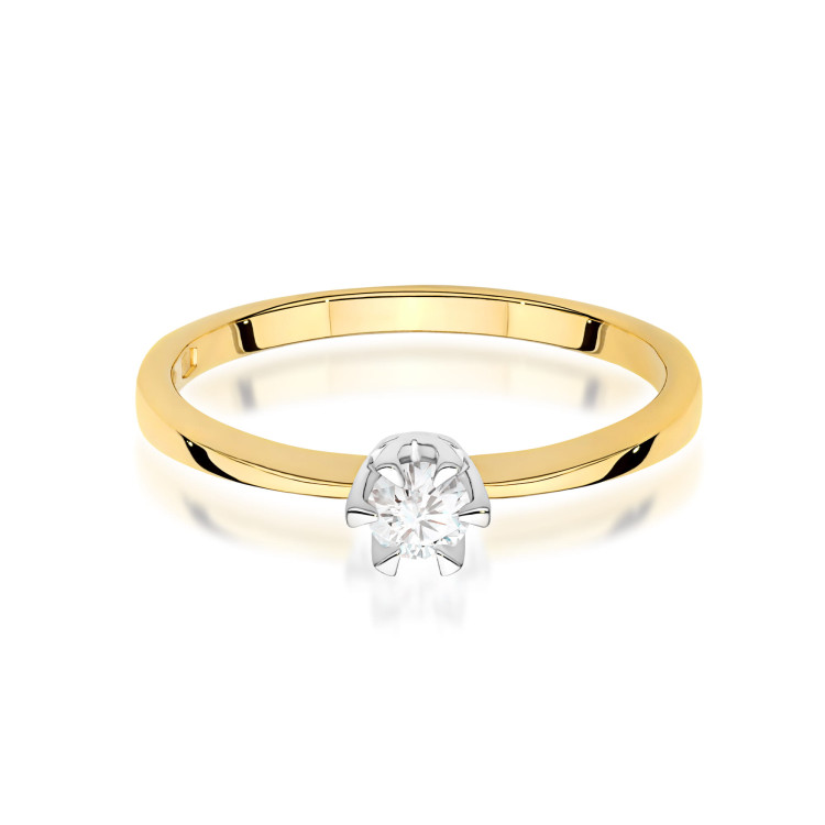 Pierścionek W0111 Diament 0,15ct żółte złoto