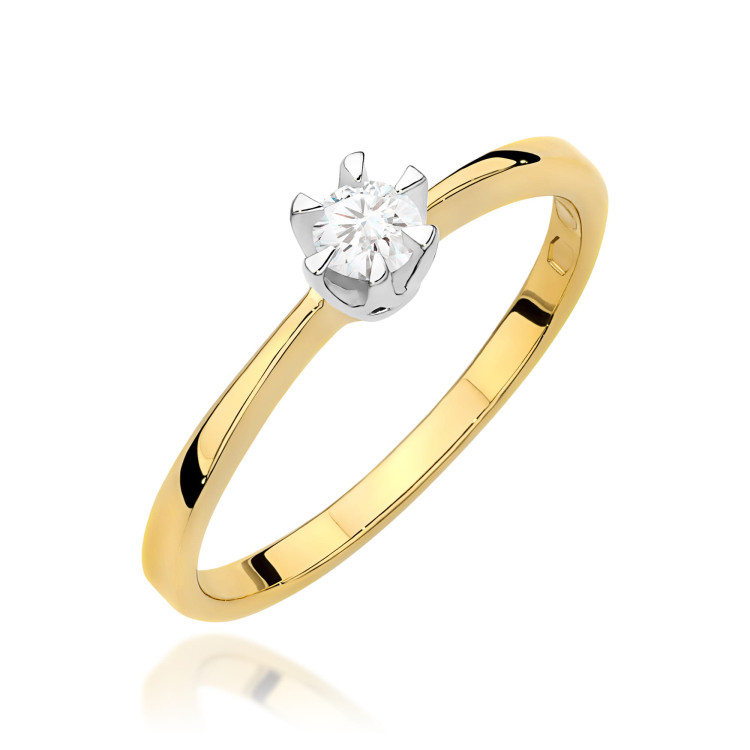 Pierścionek W0111 Diament 0,15ct żółte złoto