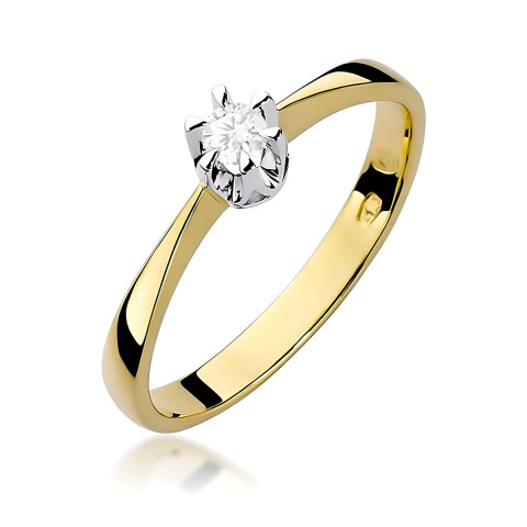 Pierścionek z żółtego złota z diamentem laboratoryjnym - próba 585 0,10CT w0111.Z3.LDW.01